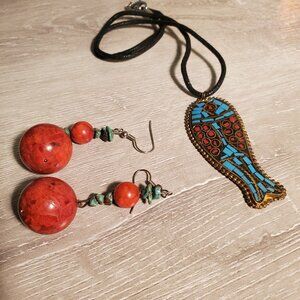 Vintage jewelry turquoise coral earrings and necklaces